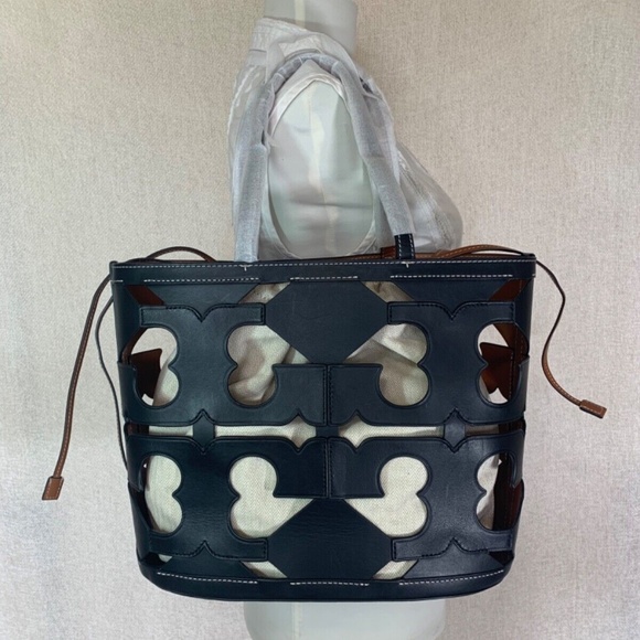 Tory Burch Handbags - Tory Burch Ella Cutout Logo Small Black Tote